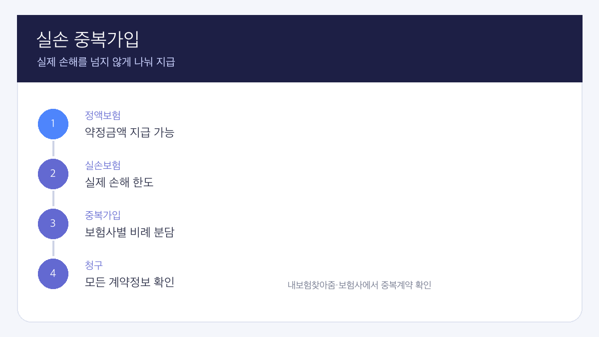 실손보험 중복가입 비례보상 핵심 조건과 판단 순서 인포그래픽