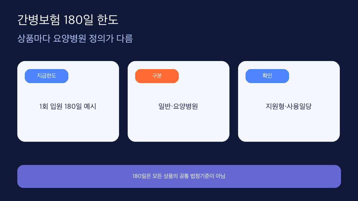 간병보험 요양병원 180일 한도 지급일수 구분