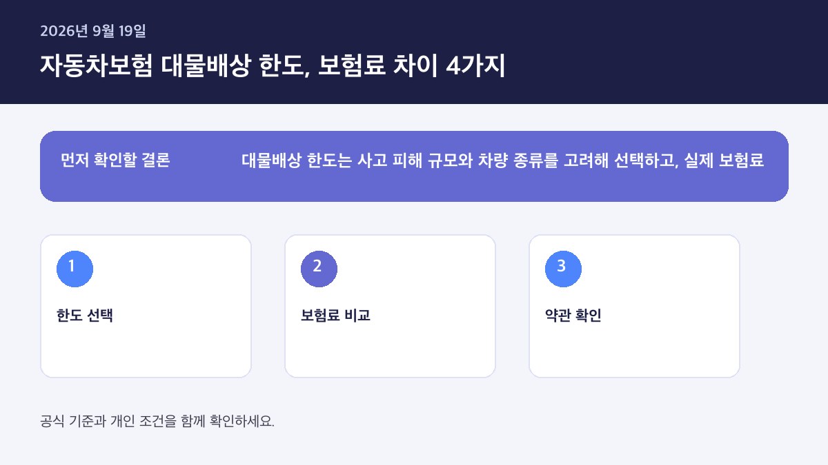 자동차보험 대물배상 한도 올릴 때 보험료 차이 2026 — 핵심 판단 기준을 정리한 인포그래픽